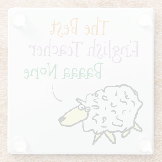 英語の先生のための羊のデザインのガラスコースター ガラスコースター (裏面)