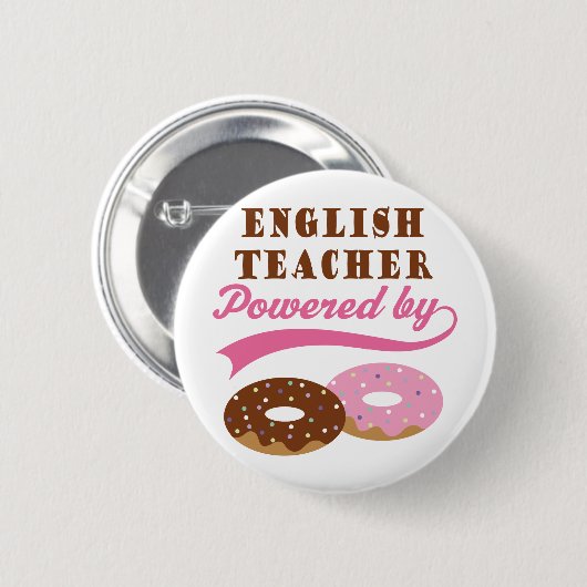 英語の先生のギフト(ドーナツ) 缶バッジ (正面&裏面)