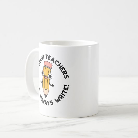 英語の先生は書常におもしろい鉛筆のプン コーヒーマグカップ (正面左)