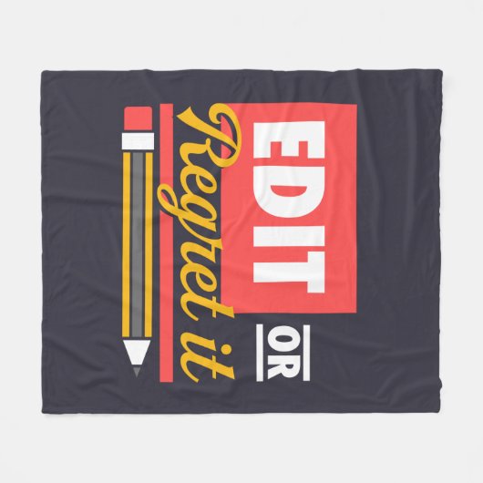 英語の先生編集または後悔それを赤い白 フリースブランケット (正面(横))