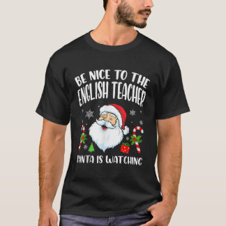英語の先生SantaがCを見ている Tシャツ