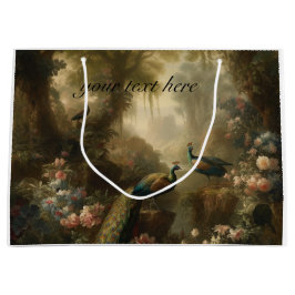 英語の庭で3つのピーコック、カスタマイズ可能 ラージペーパーバッグ