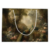 英語の庭で3つのピーコック、カスタマイズ可能 ラージペーパーバッグ (裏面)