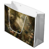 英語の庭で3つのピーコック、カスタマイズ可能 ラージペーパーバッグ (正面アングル)