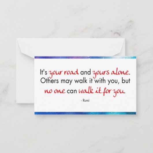 英語の引用文(ルミ) - It is your Road ノートカード (正面)