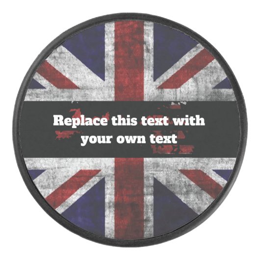 英語の文字を追加するフラグ装飾用クッション アイスホッケーパック (正面)
