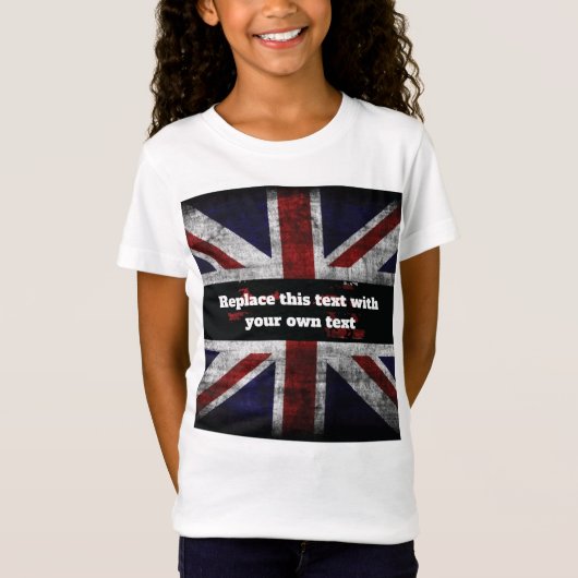 英語の文字を追加するフラグ装飾用クッション Tシャツ (正面)