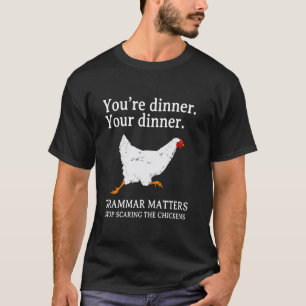 英語の文法がおかしいって言わないで 面白いニワトリTシャツ Tシャツ
