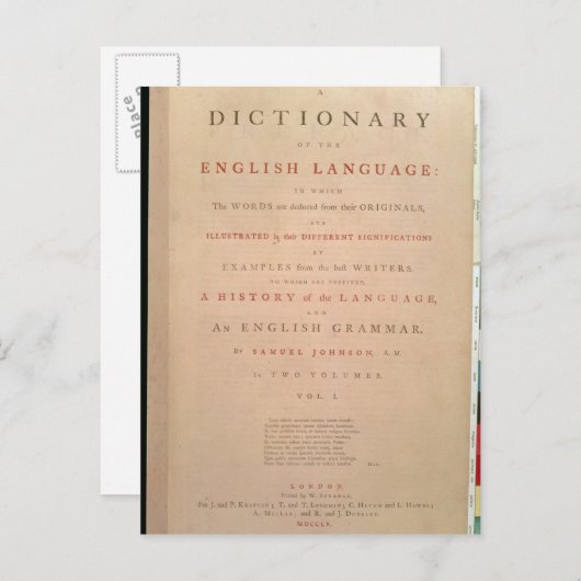 英語の第1巻のタイトルページ ポストカード (正面/裏面)