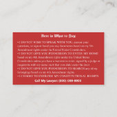 英語の赤いカード – 入管権カード 名刺 (裏面)