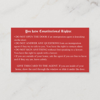 英語の赤いカード – 入管権カード 名刺