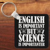 英語の重要だが科学おもしろい先生ことわざ キーホルダー (正面)