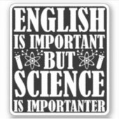 英語の重要だが科学おもしろい先生ことわざ シール (正面)