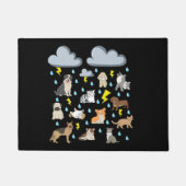 英語の面白いイディオム「猫と犬が降る」パピーTシャツ ドアマット (正面)