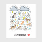 英語の面白いイディオム「猫と犬が雨のように降る」パピーTシャツ シール (シート)
