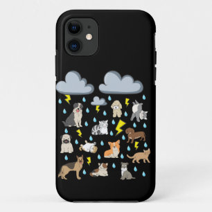 英語の面白いイディオム「猫と犬が雨のように降る」パピーTシャツ iPhone 11 ケース