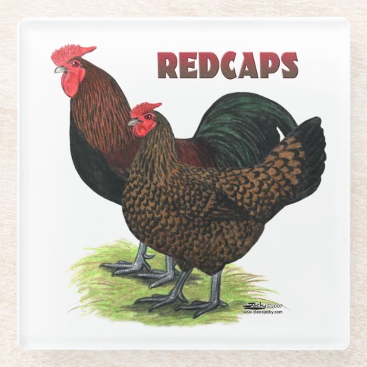 英語のRedcaps ガラスコースター (正面)