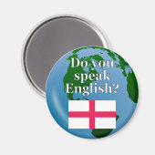 「英語は話できる？」 英語で。フラグ&グローブ マグネット (正面/裏面)
