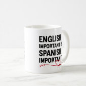 英語は重要だがスペインの重要だ コーヒーマグカップ (正面右)