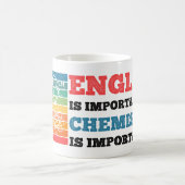 英語は重要だが化学は重要だ コーヒーマグカップ (中央)