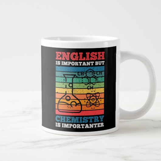 英語は重要だが化学は重要だ ジャンボコーヒーマグカップ (右)