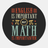 英語は重要だが数学は重要おもしろいだ ラウンドシール (正面)