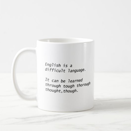 英語は難しい言語 Funny Grammar コーヒーマグカップ (左)