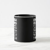 英語は風変わり文法おもしろい黒 マグカップ (中央)