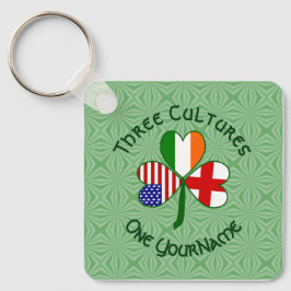 英語アイリッシュアメリカンフラッグスシャームロック キーホルダー