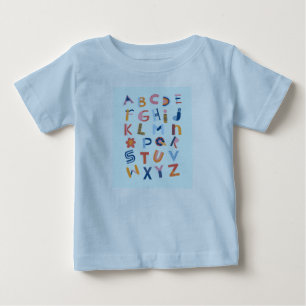 英語アルファベットキッズTシャツ ベビーTシャツ
