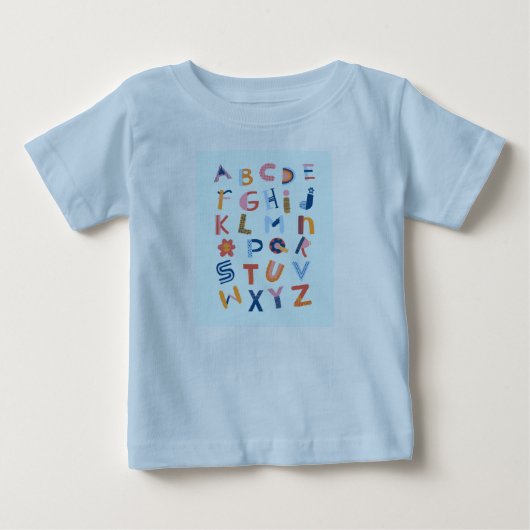 英語アルファベットキッズTシャツ ベビーTシャツ (正面)