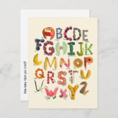 英語アルファベット ポストカード (正面/裏面)