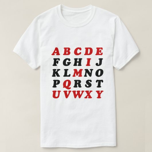英語アルファベット Tシャツ (デザイン正面)