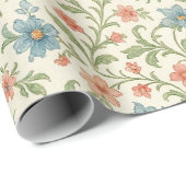 英語エレガントの粗末なシックなフローラアートパターン ラッピングペーパー (ロールコーナー)