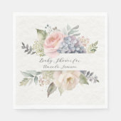 英語エレガントカントリーピンクローズガール赤ちゃんシャワー スタンダードランチョンナプキン (正面)