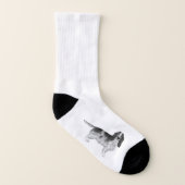英語コッカースパニエル犬デザイン白黒 ソックス (右外側)