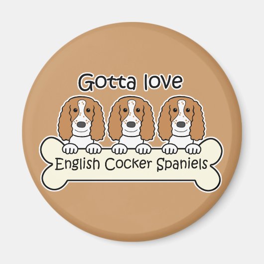英語コッカースパニエル犬3名 マグネット (正面)