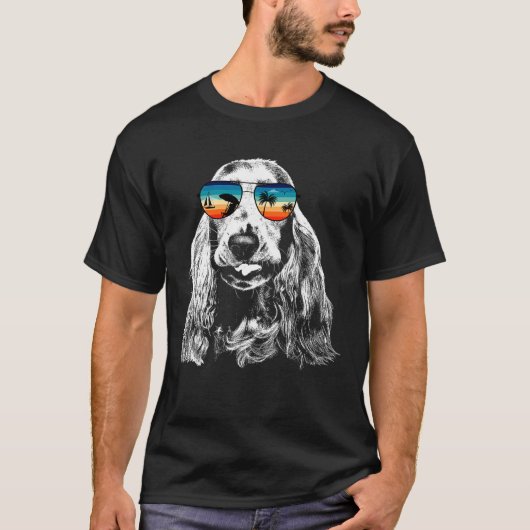 英語コッカースパニエル犬SとサングラスR Tシャツ (正面)
