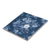 英語コテージガーデンフローラネイビーブルーパターン タイル (側面)