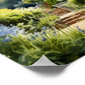 英語コテージハウスガーデンウォーターカラーアート ポスター (角)