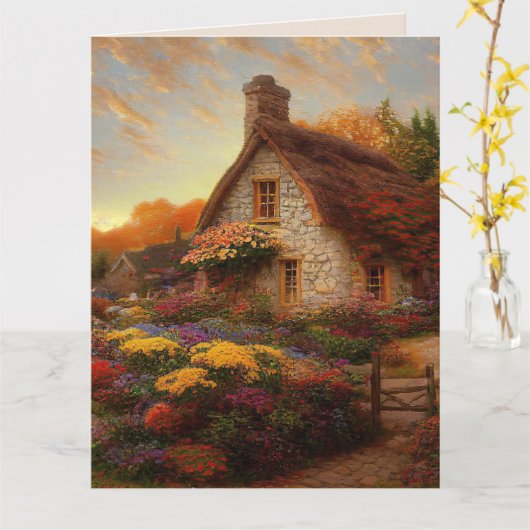 英語コテージフローラガーデンアート誕生日カード カード (黄色い花)