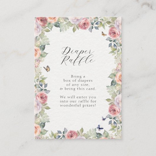 英語コテージフローラベビーガールおむつラッフル エンクロージャーカード (正面)