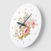 英語コテージヴィンテージピンクローズ ラージ壁時計 (傾斜)