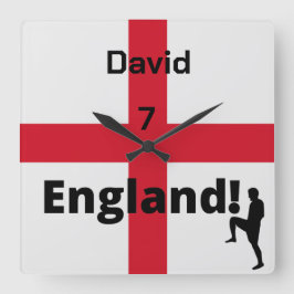 英語サッカー選手のカスタマイズ スクエア壁時計