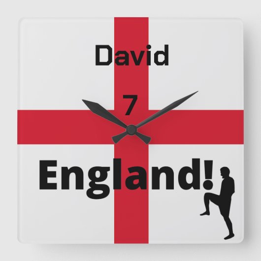 英語サッカー選手のカスタマイズ スクエア壁時計 (正面)