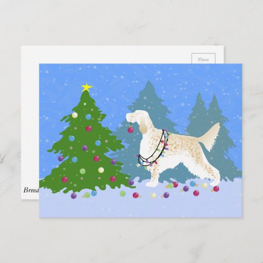 英語セッターが森の木を飾っている ポストカード (正面/裏面)