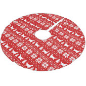 英語セッターのシルエットのクリスマスパターンレッド ブラッシュドポリエステルツリースカート (アングル)