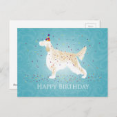 英語セッターハッピーバースデーデザイン ポストカード (正面/裏面)
