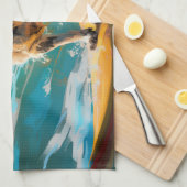 英語セッタービーチ絵画サーフィン キッチンタオル (四つ折り)