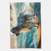 英語セッタービーチ絵画サーフィン キッチンタオル (縦)